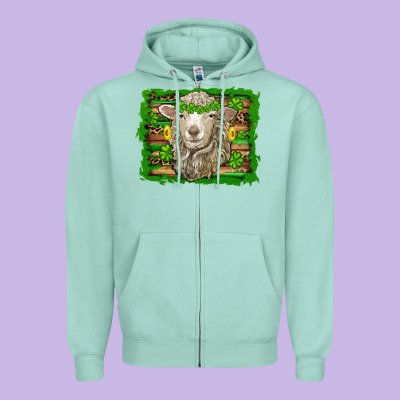 St Patricks Day Sheep Shamrock Gold  Serape Leopard Glitter Zipper Hoodie Designed By Artiststas