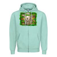 Seafoam st patricks day sheep shamrock gold  serape leopard glitter Zipper Hoodie - Artiststas
