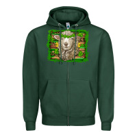 Sports Green st patricks day sheep shamrock gold  serape leopard glitter Zipper Hoodie - Artiststas