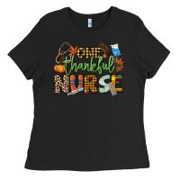Black One thankful Nurse Ladies Tee - NancyCooperArtShop