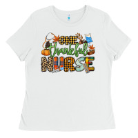 White One thankful Nurse Ladies Tee - NancyCooperArtShop