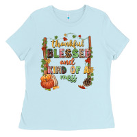 Baby Blue Thankful blessed and kind of a mess Ladies Tee - NancyCooperArtShop
