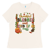Bone Thankful blessed and kind of a mess Ladies Tee - NancyCooperArtShop