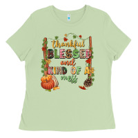 Matcha Thankful blessed and kind of a mess Ladies Tee - NancyCooperArtShop