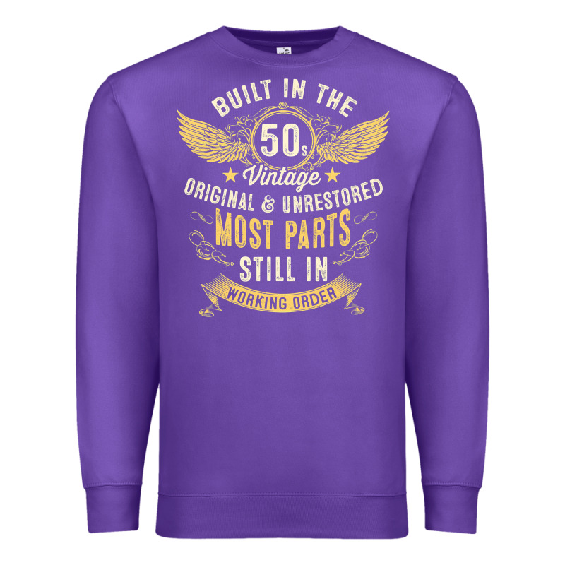 Mens Vintage 1950s Built In The 50s Fifties Funny 70th Birthday Premium Sweatshirt by longCreatives | Teevron