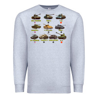 Heather Grey Top Ten Best WW2 Tanks M4 Sherman Panzer IV Tiger II T34 Premium Sweatshirt - longCreatives