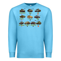 Ocean Blue Top Ten Best WW2 Tanks M4 Sherman Panzer IV Tiger II T34 Premium Sweatshirt - longCreatives