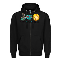 Black peace love softball Zipper Hoodie - Artiststas