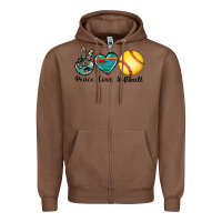 Chestnut peace love softball Zipper Hoodie - Artiststas