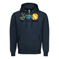 Navy peace love softball Zipper Hoodie - Artiststas