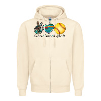 Sandshell peace love softball Zipper Hoodie - Artiststas