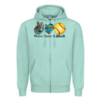 Seafoam peace love softball Zipper Hoodie - Artiststas
