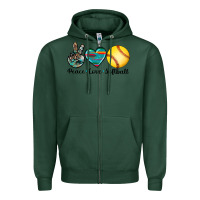 Sports Green peace love softball Zipper Hoodie - Artiststas