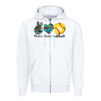 White peace love softball Zipper Hoodie - Artiststas