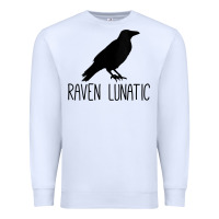 White Womens Raven Lunatic, Funny Bird Lover Gift Men Women Kids Premium Sweatshirt - longCreatives