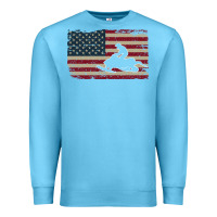 Ocean Blue Snowmobile USA Flag Snow Sled Patriotic Snowmobiling Gift Premium Sweatshirt - longCreatives