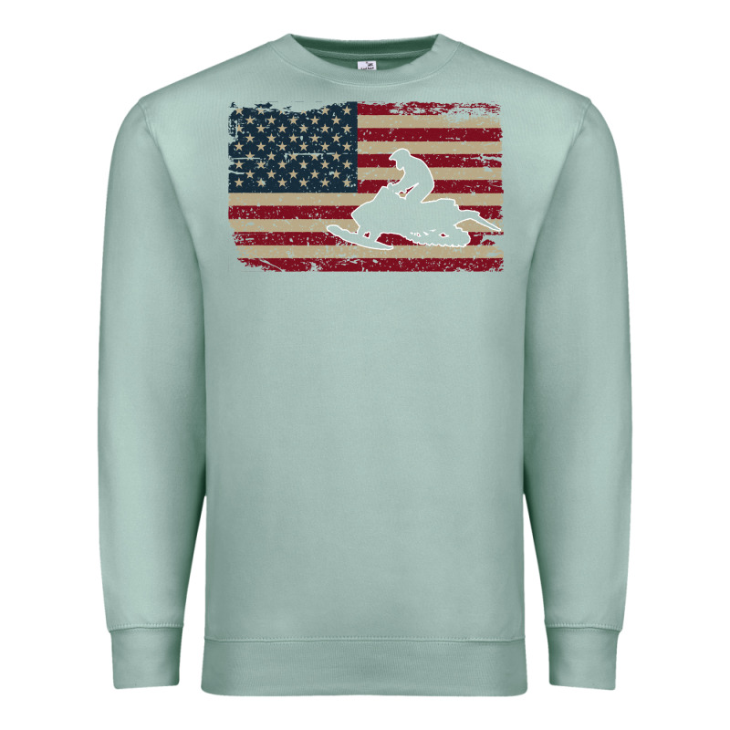 Snowmobile Usa Flag Snow Sled Patriotic Snowmobiling Gift Premium Sweatshirt by longCreatives | Teevron