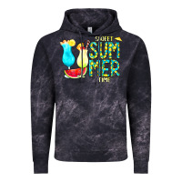 Cloud Black sweet summer time turquoise yellow Vintage Hoodie - CowCowDesign