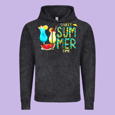 Sweet Summer Time Turquoise Yellow Vintage Hoodie Designed By Cowcowdesign