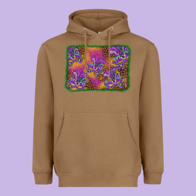 Mardi Gras Mask Background Heavyweight Hoodie Designed By Barkaloodesign