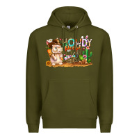Army Green Easter Howdy Peeps Bunny Premium Hoodie - CowhideDigitalArt