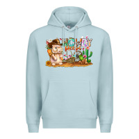 Blue Mist Easter Howdy Peeps Bunny Premium Hoodie - CowhideDigitalArt