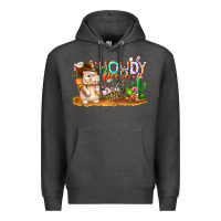 Charcoal Heather Easter Howdy Peeps Bunny Premium Hoodie - CowhideDigitalArt