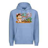 Colony Blue Easter Howdy Peeps Bunny Premium Hoodie - CowhideDigitalArt