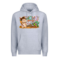 Heather Grey Easter Howdy Peeps Bunny Premium Hoodie - CowhideDigitalArt