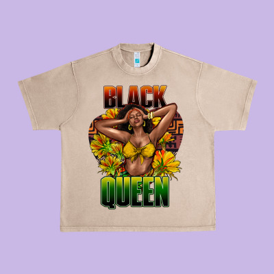 Black Queen Afro Urban Heavy Tee Designed By Howdyjamesfarm