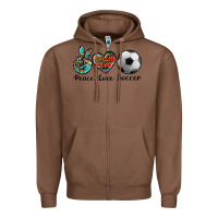 Chestnut peace love soccer Zipper Hoodie - Artiststas