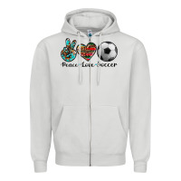 Dove Grey peace love soccer Zipper Hoodie - Artiststas