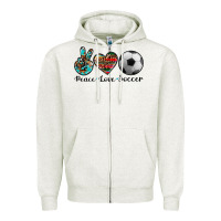 Oatmeal Heather peace love soccer Zipper Hoodie - Artiststas