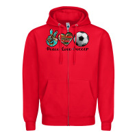 Red peace love soccer Zipper Hoodie - Artiststas