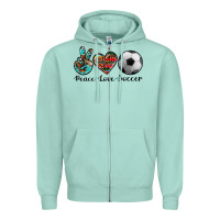 Seafoam peace love soccer Zipper Hoodie - Artiststas