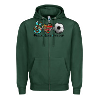 Sports Green peace love soccer Zipper Hoodie - Artiststas
