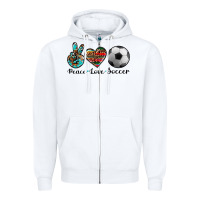 White peace love soccer Zipper Hoodie - Artiststas