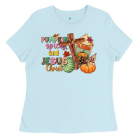 Pumpkin Spice And Jesus Christ Ladies Tee | Teevron