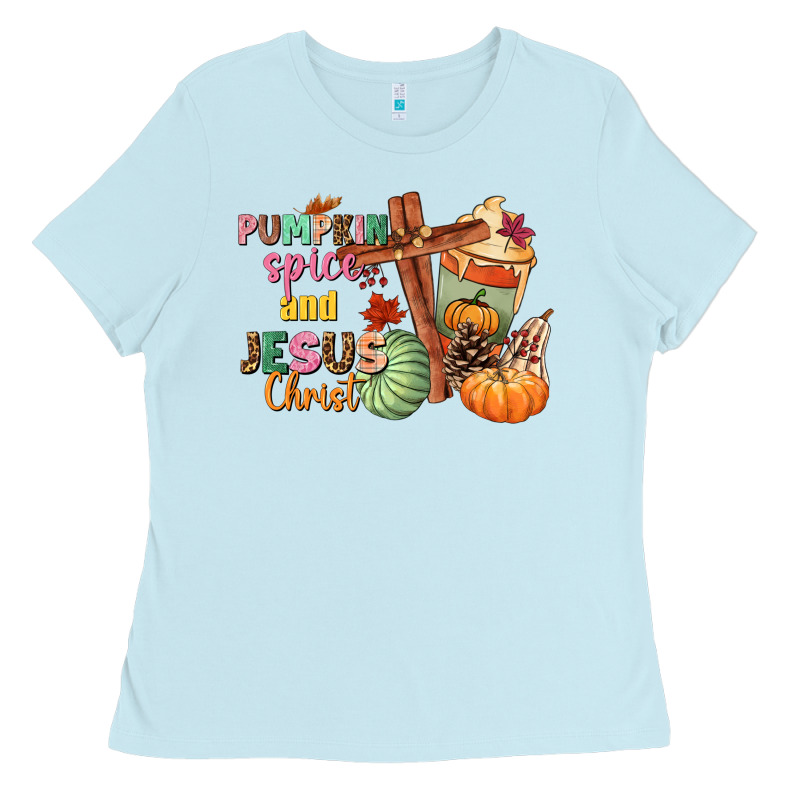Pumpkin Spice And Jesus Christ Ladies Tee by NancyCooperArtShop | Teevron