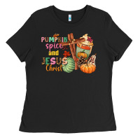 Black Pumpkin spice and Jesus christ Ladies Tee - NancyCooperArtShop