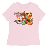 Bubblegum Pink Pumpkin spice and Jesus christ Ladies Tee - NancyCooperArtShop