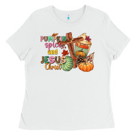 White Pumpkin spice and Jesus christ Ladies Tee - NancyCooperArtShop