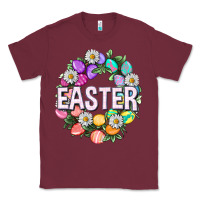 Burgundy Easter with eggs and daisy Easter Day Classic Tee - HowdyJamesFarm