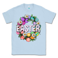 Dusty Blue Easter with eggs and daisy Easter Day Classic Tee - HowdyJamesFarm