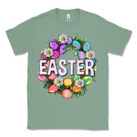 Sage Easter with eggs and daisy Easter Day Classic Tee - HowdyJamesFarm
