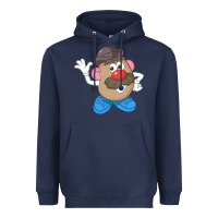 Navy Womens Mr. Potato Head Simple Portrait Heavyweight Hoodie - longCreatives