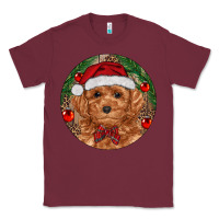 Burgundy Christmas Toy Poodle Classic Tee - RanaPortraitStore