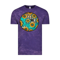 Cloud Purple Round western pattern Vintage Tee - Jasminsmagicworld