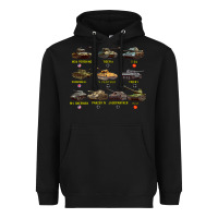 Black Top Ten Best WW2 Tanks M4 Sherman Panzer IV Tiger II T34 Heavyweight Hoodie - longCreatives