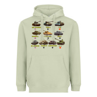 Matcha Top Ten Best WW2 Tanks M4 Sherman Panzer IV Tiger II T34 Heavyweight Hoodie - longCreatives